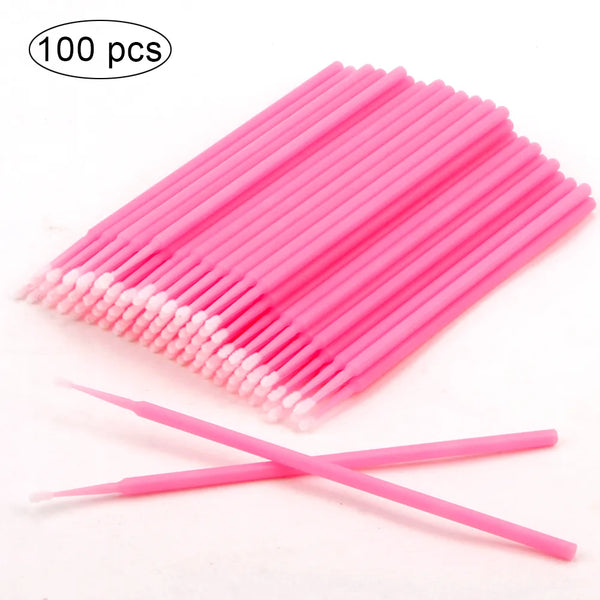 100 pcs/bag escovas de cílios cotonete de algodão descartável micro cílios individuais microbrush lash remoção acessórios de extensão de lash