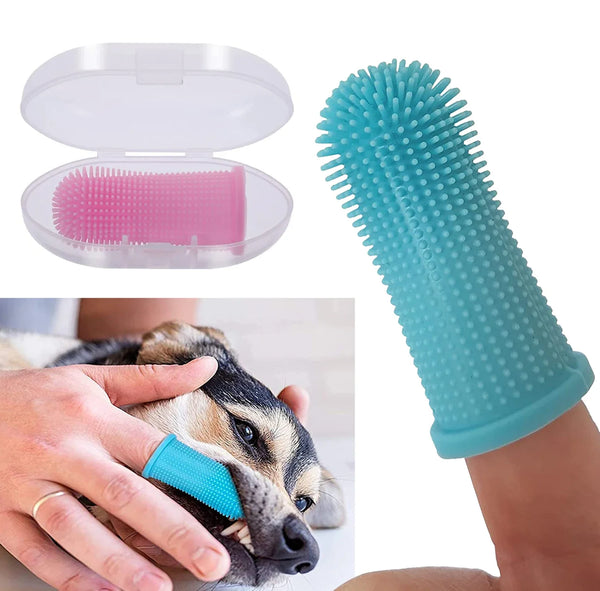 Cão super macio pet dedo escova de dentes limpeza mau hálito cuidados não tóxico silicone ferramenta escova de dentes cão gato suprimentos de limpeza