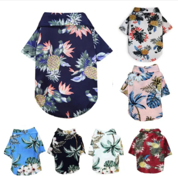 Camisa de abacaxi de praia para cachorro pequeno e médio, camisa havaiana para cachorro e gato, golden retriever, roupas de primavera e verão