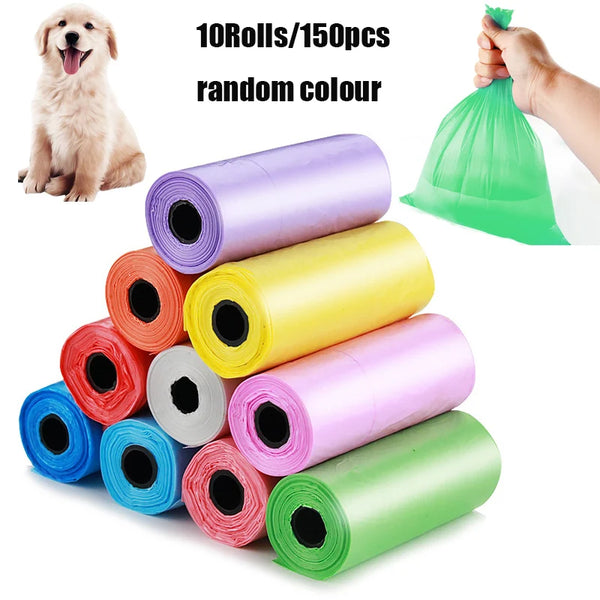 10 rolos sacos de cocô de cachorro ecologicamente corretos à prova de vazamento sacos de cocô de cachorro 15 sacos/rolo saco de lixo limpo para cães ao ar livre