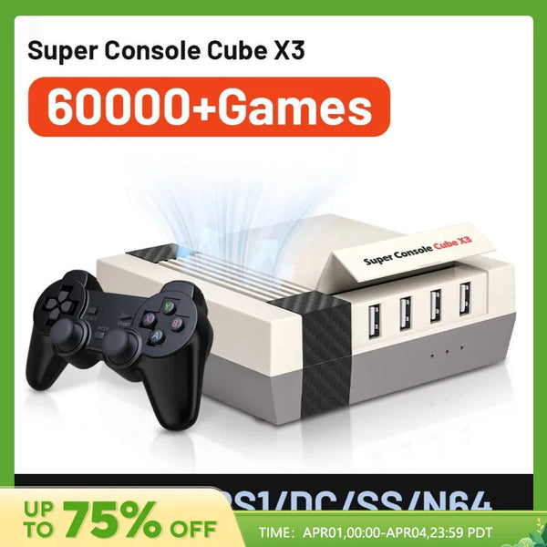 KINHANK Super Console Cube X3 Retro Game Console 60000 Classic Game Box com 60 emuladores para PSP/PS1/DC/MAME/SS 4K HD Output