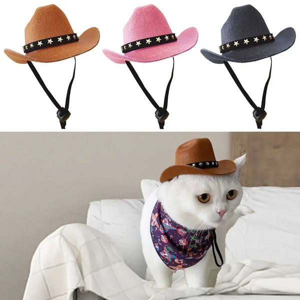 Chapéu de cachorro de estimação britânico estrela chapéu de cowboy suprimentos para animais de estimação traje de cão ajustável chapéu superior chapéu de estimação cães bonés de sol para gatos